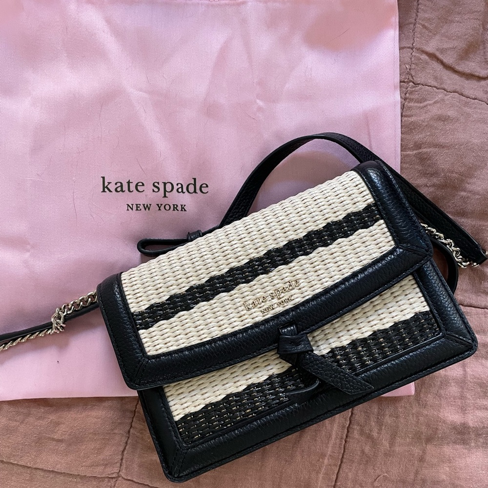 Kate Spade New York Knott Striped Straw Crossbody